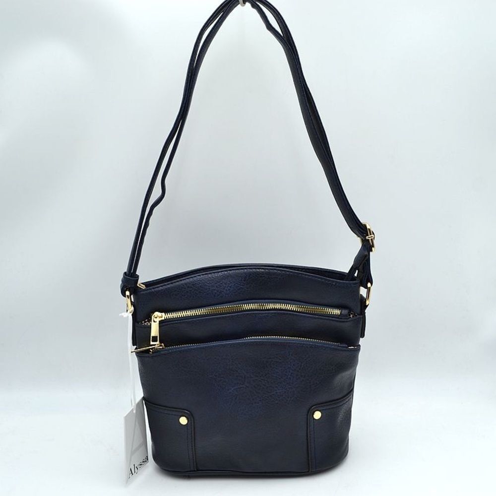 Alyssa Nicole Triple Zip Pocket Large Crossbody Bag